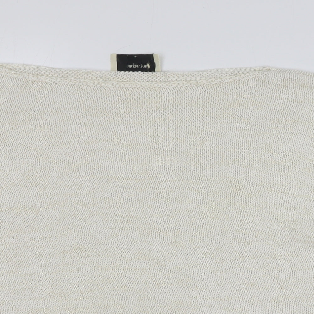Papaya Womens Beige Round Neck Cotton Pullover Jumper Size L