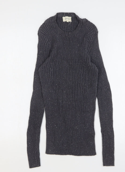 10018 NYC Womens Grey Round Neck Cotton Pullover Jumper Size L