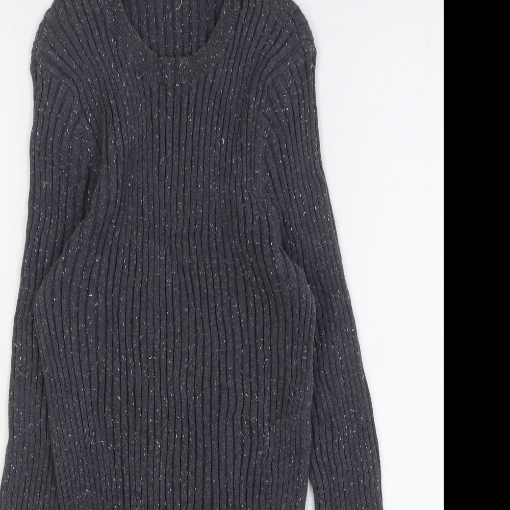 10018 NYC Womens Grey Round Neck Cotton Pullover Jumper Size L