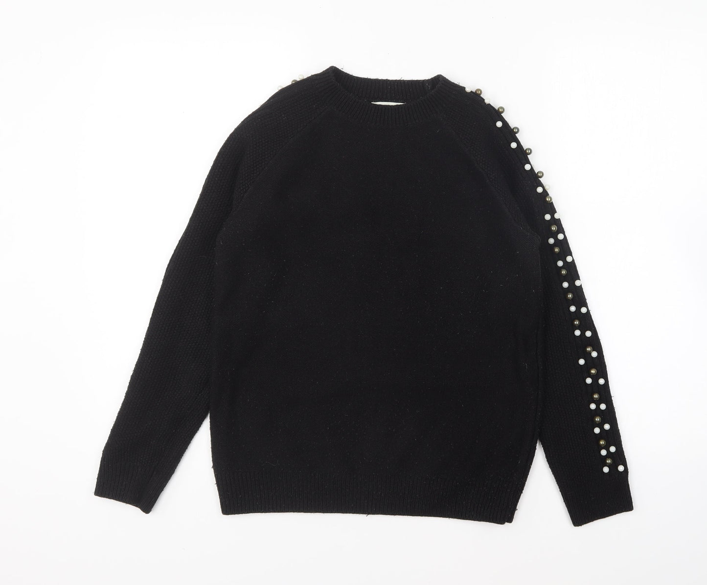 Papaya Womens Black Round Neck Acrylic Pullover Jumper Size 8