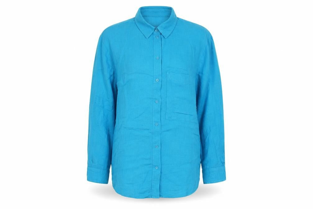 Primark Womens Blue Cotton Basic Button-Up Size 8 Collared