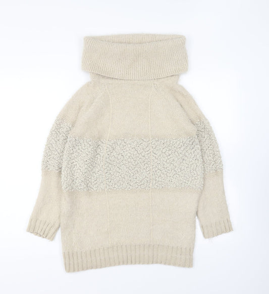 Tenki Womens Beige Roll Neck Acrylic Pullover Jumper Size M