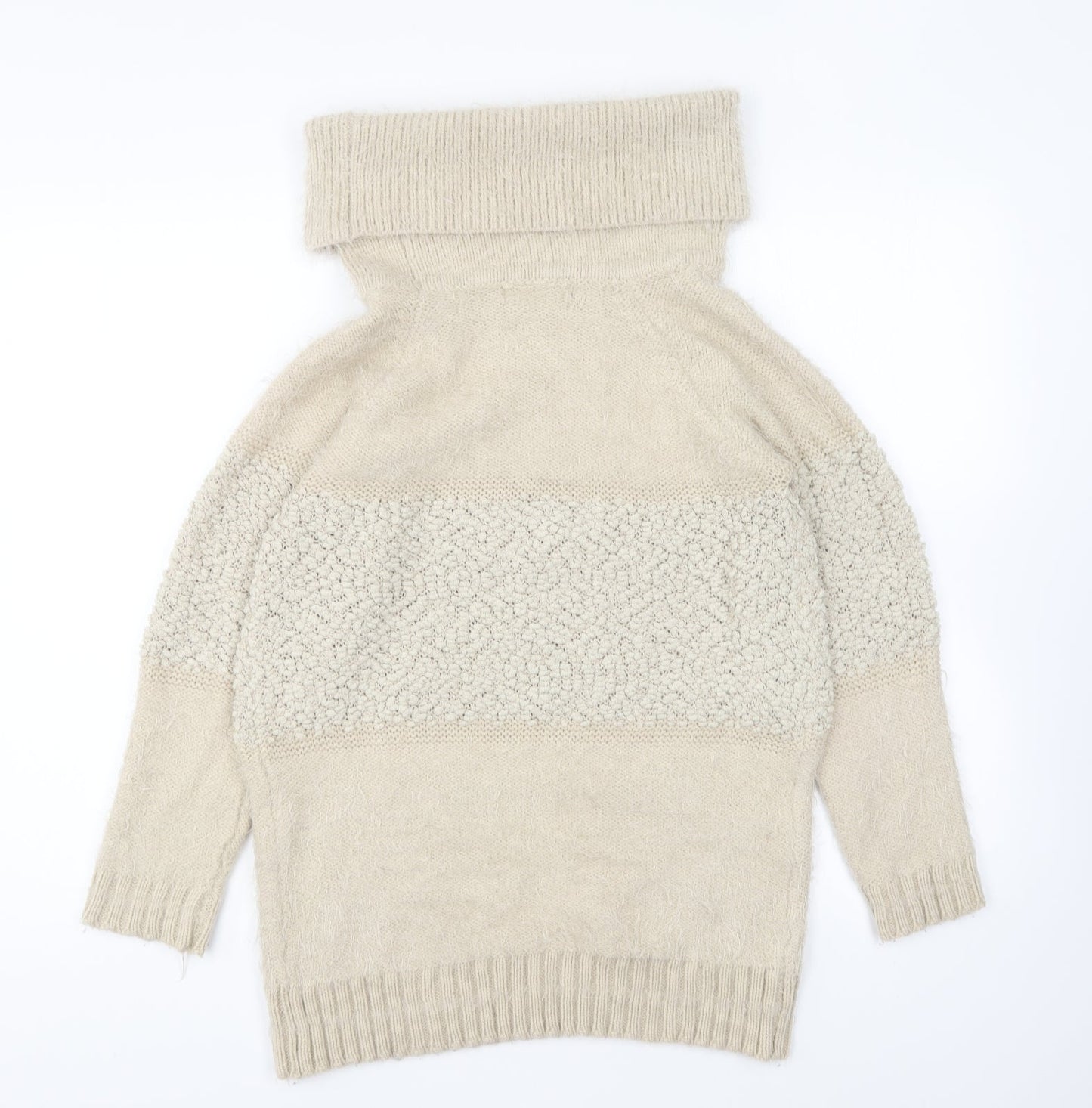 Tenki Womens Beige Roll Neck Acrylic Pullover Jumper Size M