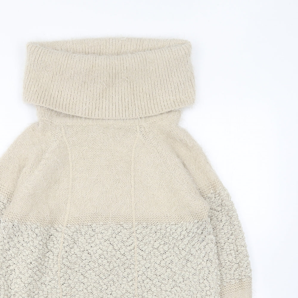 Tenki Womens Beige Roll Neck Acrylic Pullover Jumper Size M