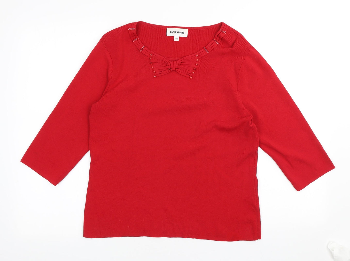 Gerard Womens Red Scoop Neck Viscose Pullover Jumper Size 14