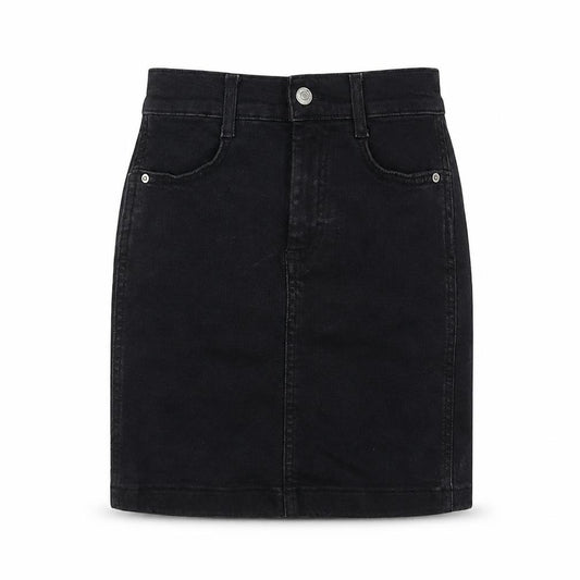 Denim & Co. Womens Black Cotton Mini Skirt Size 4 Button
