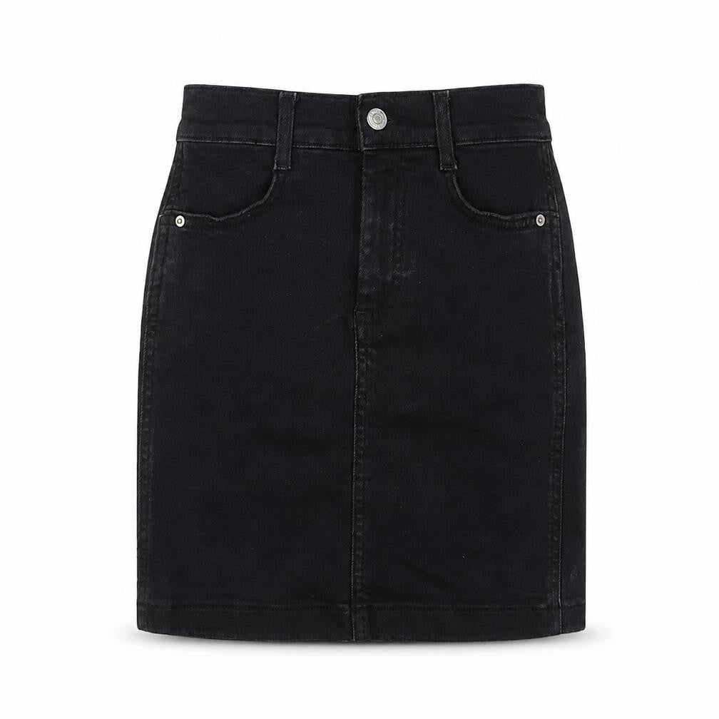 Denim & Co. Womens Black Cotton Mini Skirt Size 4 Button