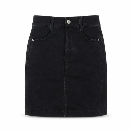 Denim & Co. Womens Black Cotton Mini Skirt Size 4 Button