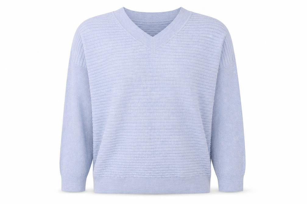 F&F Womens Blue V-Neck Viscose Pullover Jumper Size 6