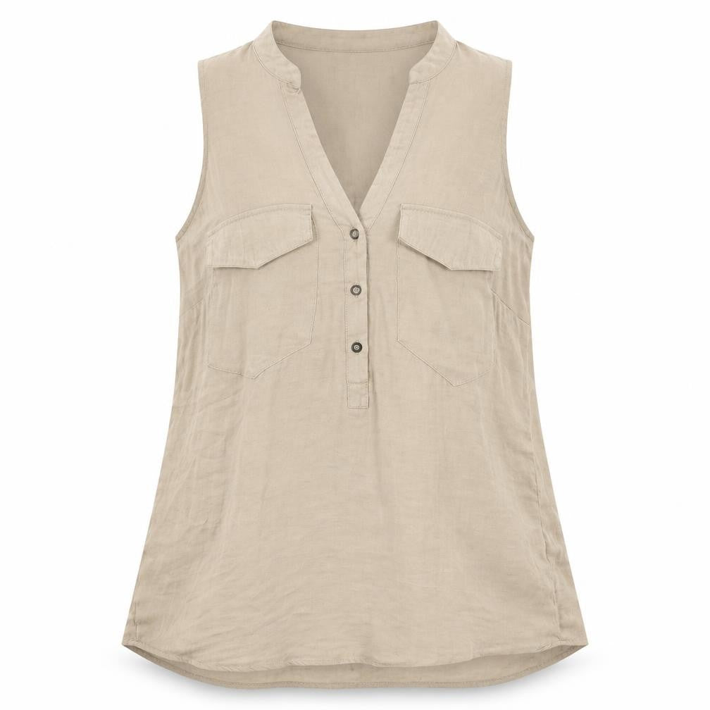 Stradivarius Womens Beige Polyester Basic Blouse Size M V-Neck