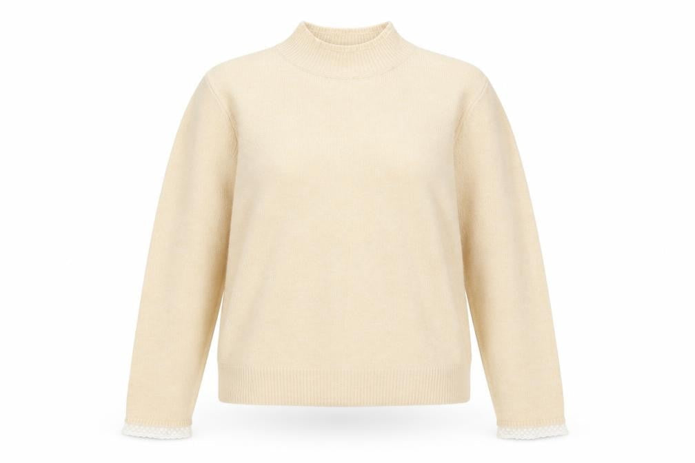 Zara Womens Beige High Neck Nylon Pullover Jumper Size L