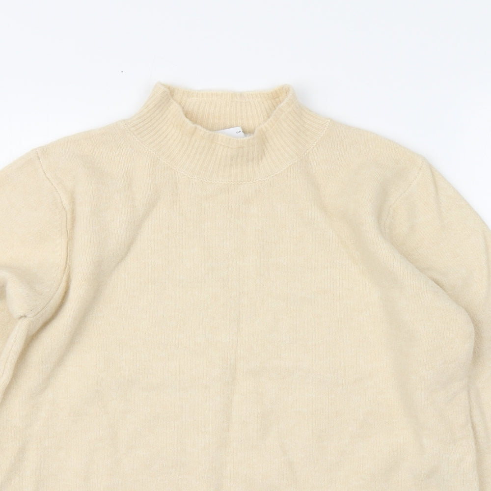 Zara Womens Beige High Neck Nylon Pullover Jumper Size L