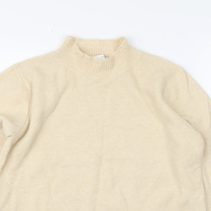 Zara Womens Beige High Neck Nylon Pullover Jumper Size L