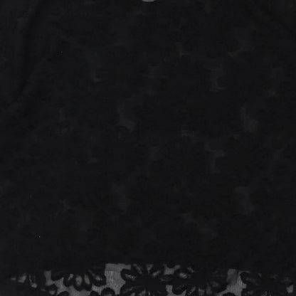 Decjuba Womens Black Floral Polyester Basic Blouse Size S Round Neck