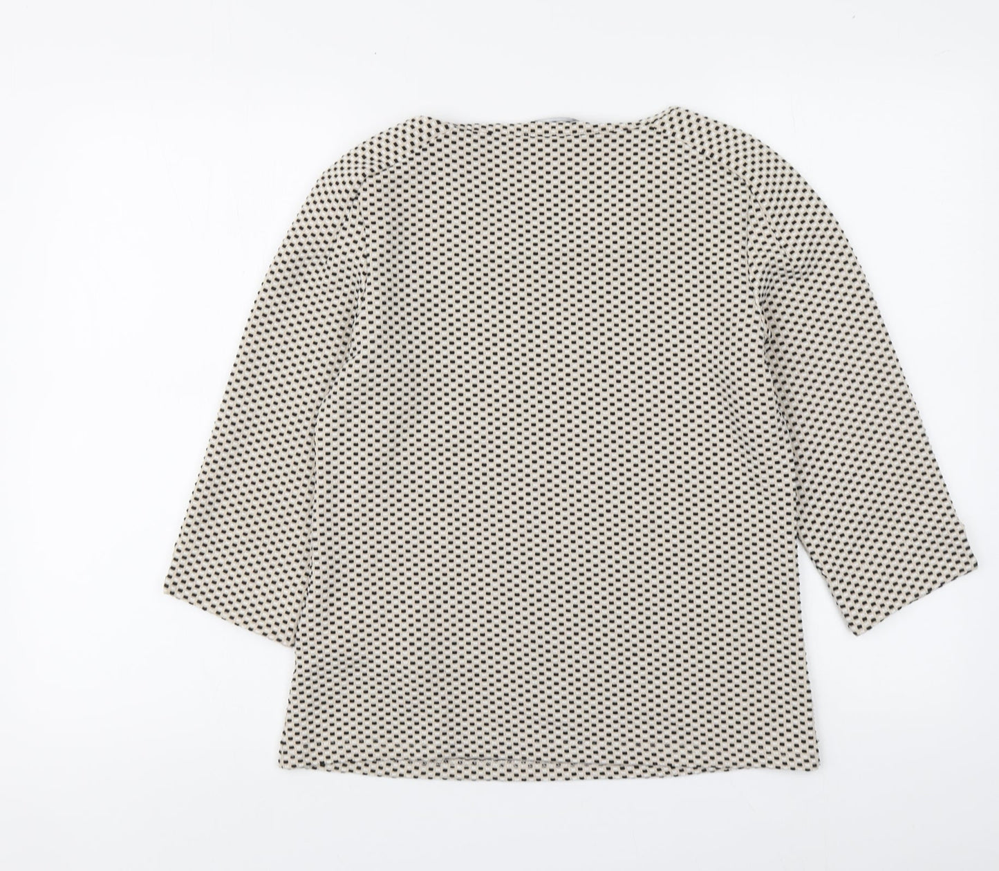 Taifun Womens Beige Geometric Polyester Basic Blouse Size 8 Round Neck
