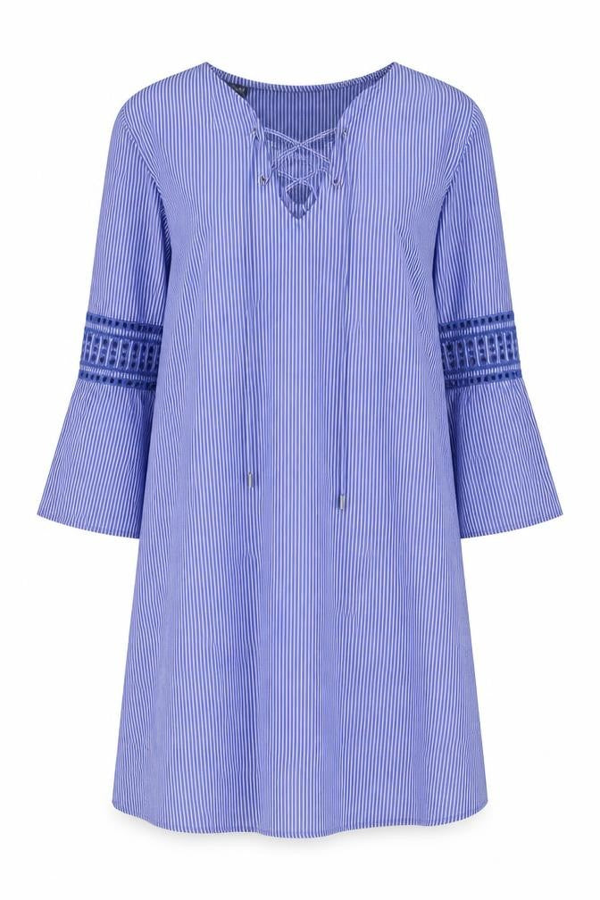 Primark Womens Blue Striped Polyester A-Line Size 10 V-Neck Pullover