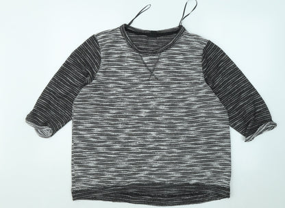 H&M Womens Grey Round Neck Geometric Polyester Pullover Jumper Size L