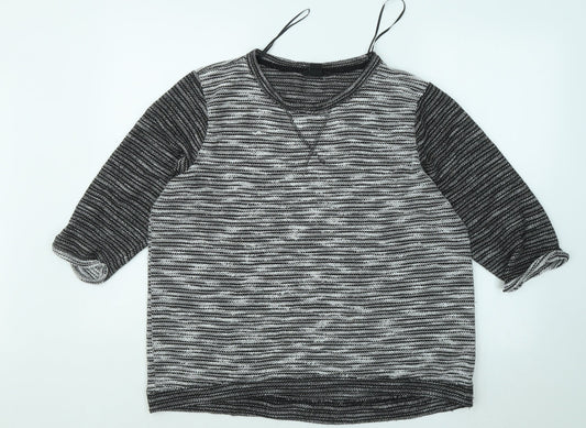 H&M Womens Grey Round Neck Geometric Polyester Pullover Jumper Size L
