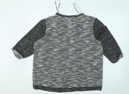 H&M Womens Grey Round Neck Geometric Polyester Pullover Jumper Size L