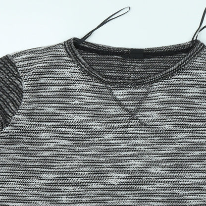 H&M Womens Grey Round Neck Geometric Polyester Pullover Jumper Size L