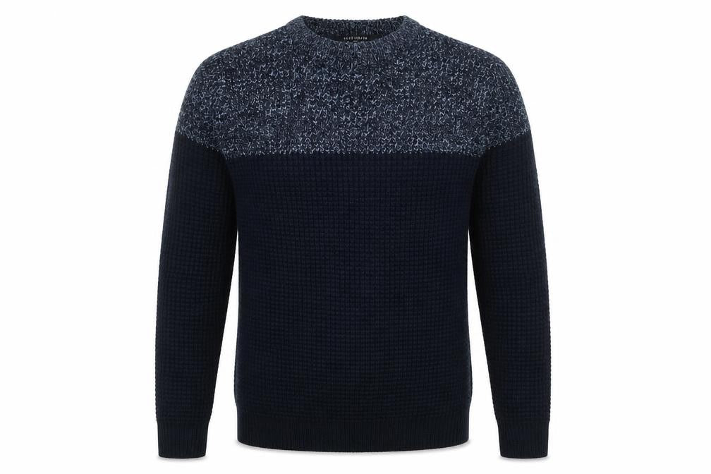 Kensington Mens Blue Round Neck Geometric Acrylic Pullover Jumper Size M