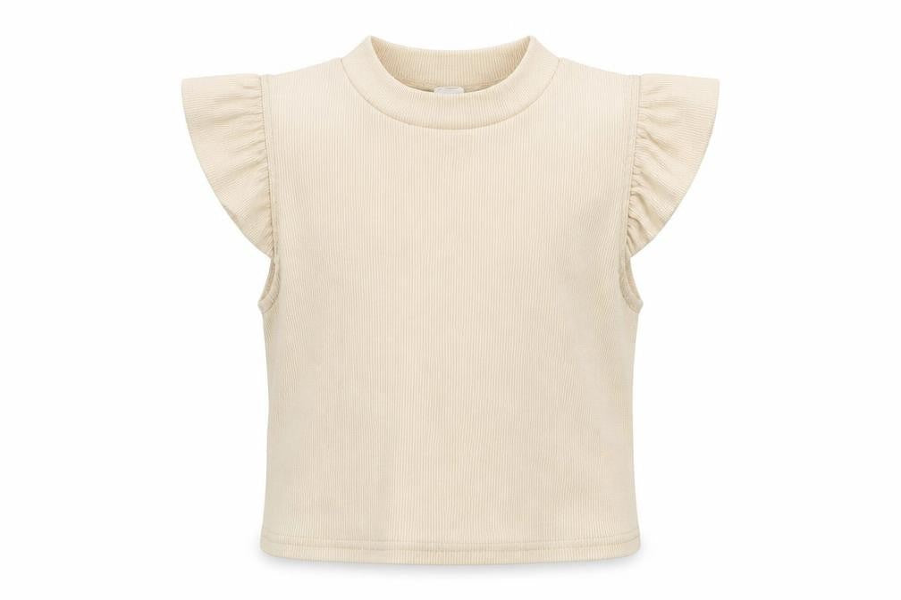 SheIn Girls Beige Cotton Basic T-Shirt Size 12-13 Years Round Neck Pullover