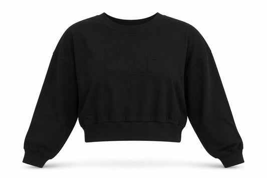 Boohoo Womens Black Cotton Pullover Sweatshirt Size L Pullover - LUXE
