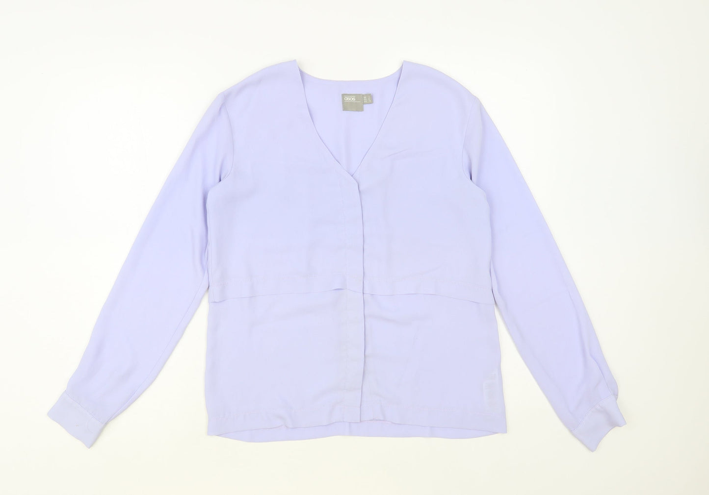 ASOS Womens Blue Polyester Basic Button-Up Size 4 V-Neck
