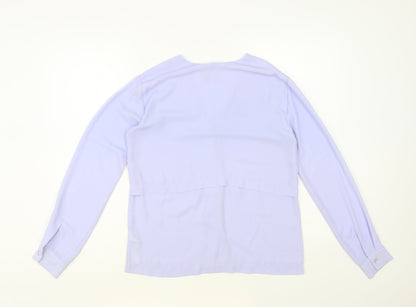 ASOS Womens Blue Polyester Basic Button-Up Size 4 V-Neck