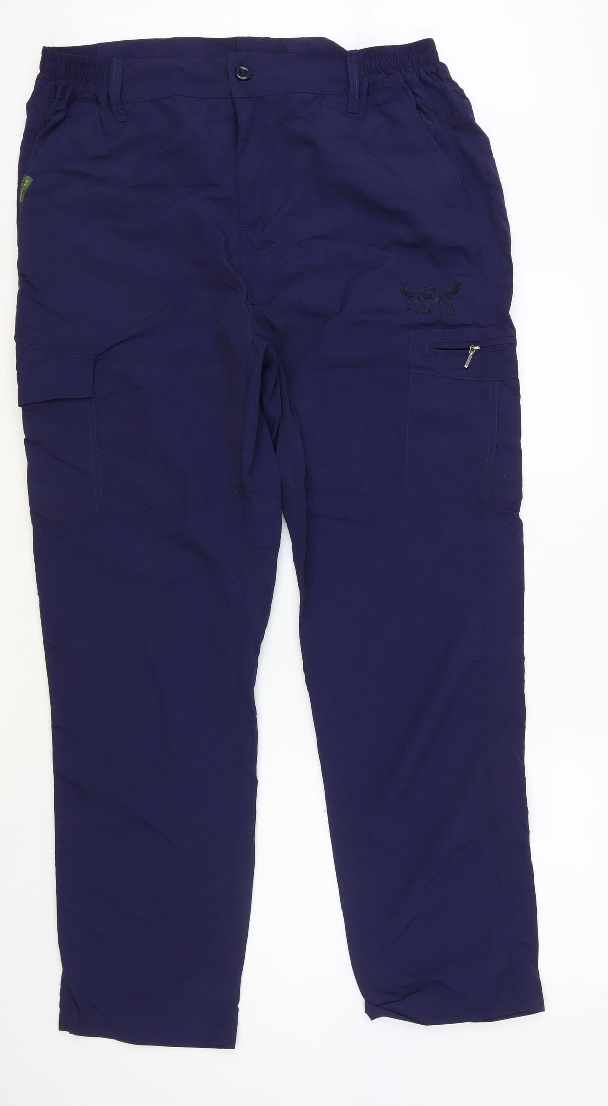 SINCE 1981 Womens Blue Polyester Cargo Trousers Size XL L33 in Regular Button