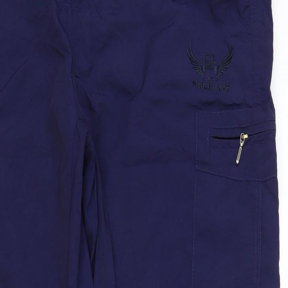 SINCE 1981 Womens Blue Polyester Cargo Trousers Size XL L33 in Regular Button