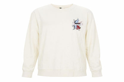 H&M Womens Ivory Cotton Pullover Sweatshirt Size M - No Bad Vibes
