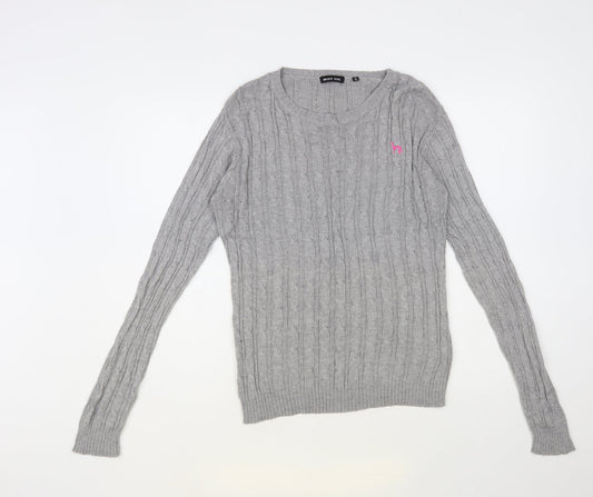 Brave Soul Womens Grey Round Neck Viscose Pullover Jumper Size M