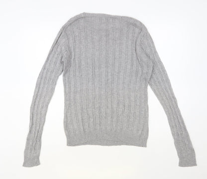 Brave Soul Womens Grey Round Neck Viscose Pullover Jumper Size M