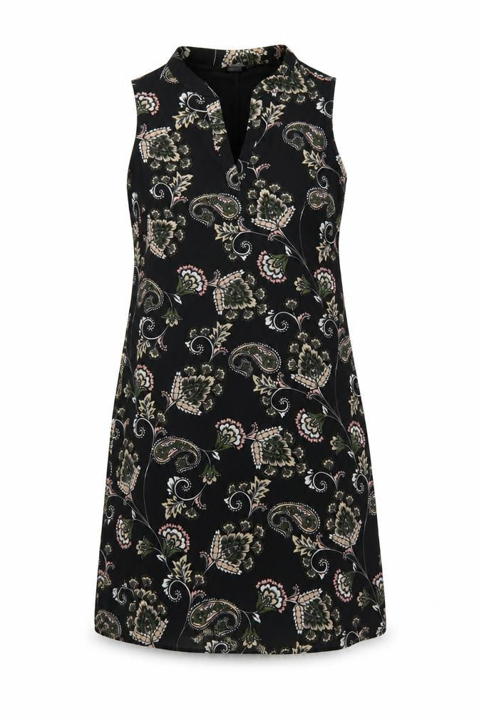 F&F Womens Black Paisley Polyester A-Line Size 12 V-Neck Pullover