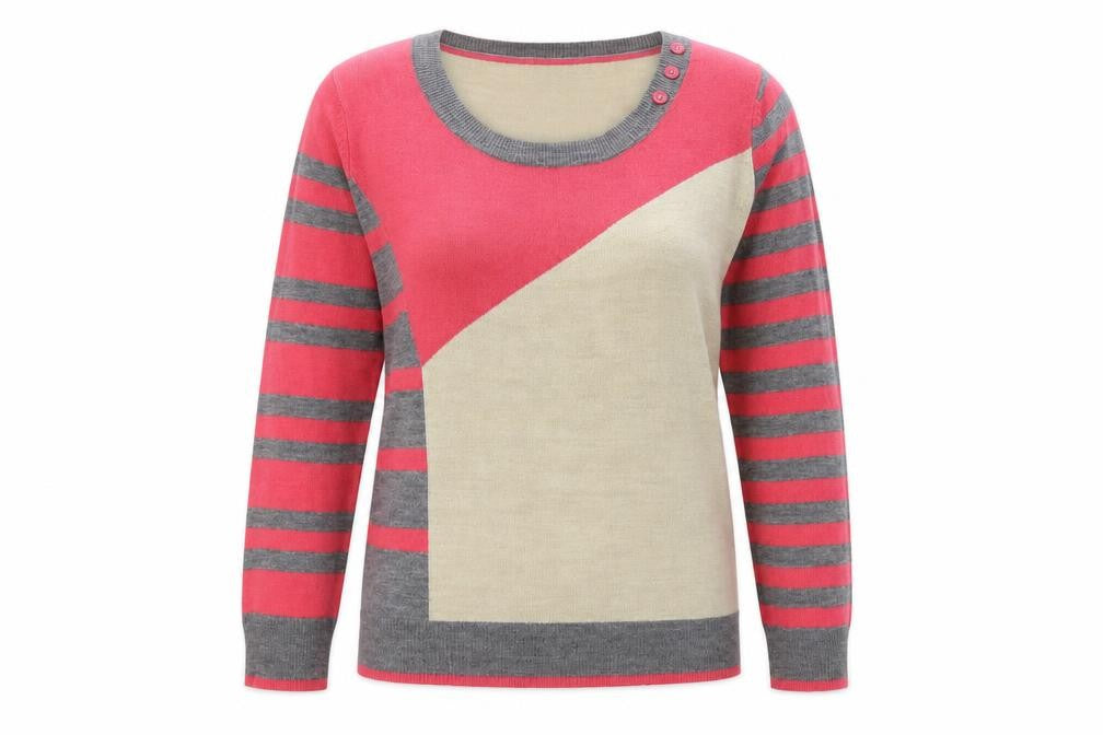 Per Una Womens Multicoloured Scoop Neck Striped Acrylic Pullover Jumper Size L