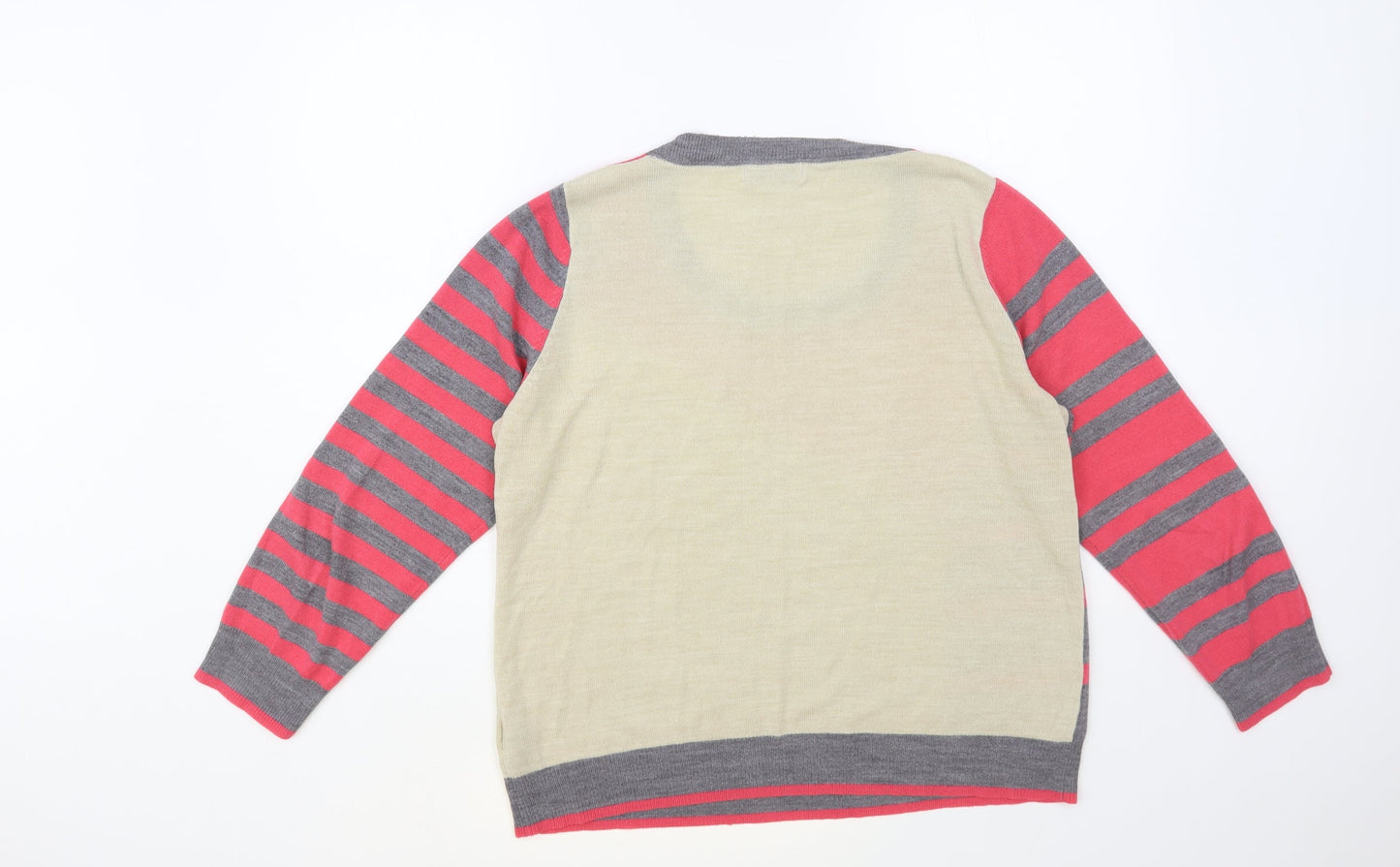 Per Una Womens Multicoloured Scoop Neck Striped Acrylic Pullover Jumper Size L