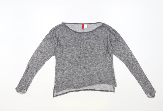 H&M Womens Grey Boat Neck Viscose Pullover Jumper Size S