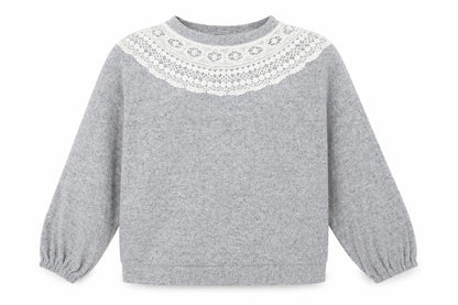 Dorothy Perkins Womens Grey Round Neck Polyester Pullover Jumper Size 16 - Lace Detail