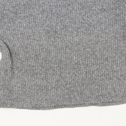 Dunnes Womens Grey Square Neck Polyester Pullover Jumper Size S - Cropped