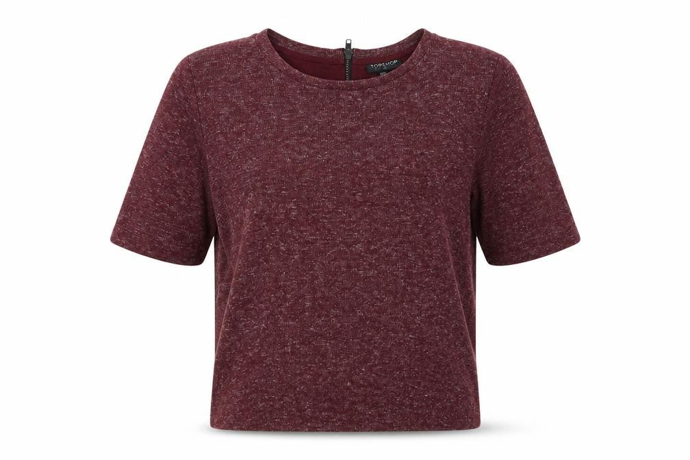 Topshop Womens Purple Polyester Basic T-Shirt Size 10 Round Neck
