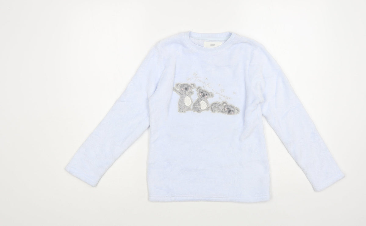 F&F Girls Blue Solid Polyester Top Lounge Set Size 8-9 Years Pullover - Koala Bear