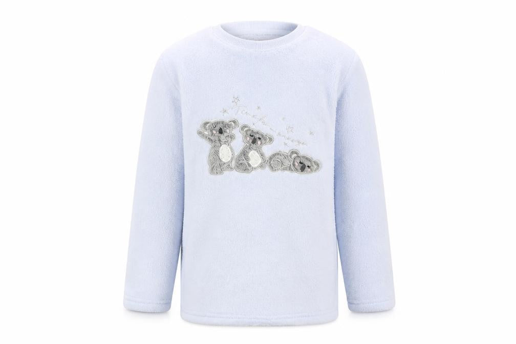 F&F Girls Blue Solid Polyester Top Lounge Set Size 8-9 Years Pullover - Koala Bear