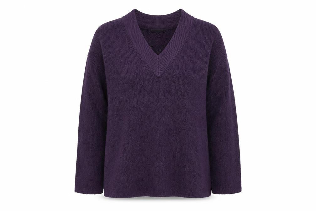 Dunnes Stores Womens Purple V-Neck Acrylic Pullover Jumper Size 8