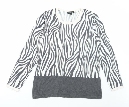 MARBLE Womens Multicoloured Round Neck Animal Print Viscose Pullover Jumper Size 12