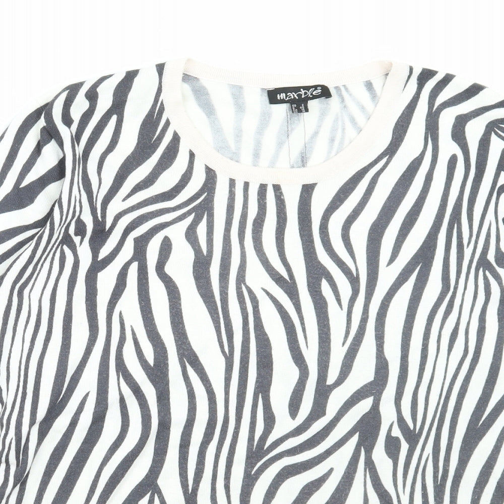 MARBLE Womens Multicoloured Round Neck Animal Print Viscose Pullover Jumper Size 12