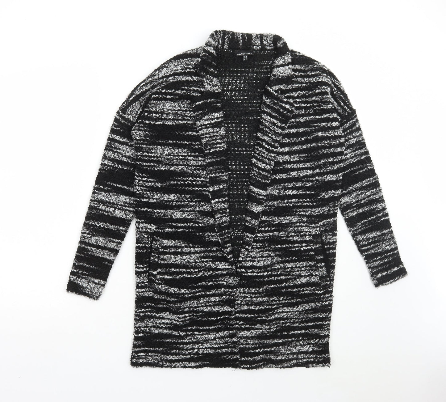 Warehouse Womens Grey V-Neck Acrylic Cardigan Jumper Size 10