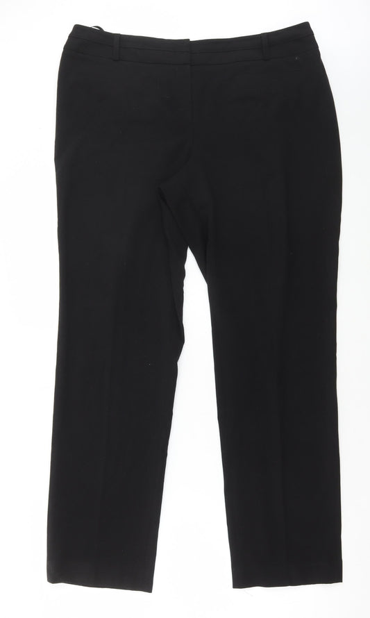 Dunnes Stores Womens Black Polyester Trousers Size 16 L30 in Regular Hook & Eye