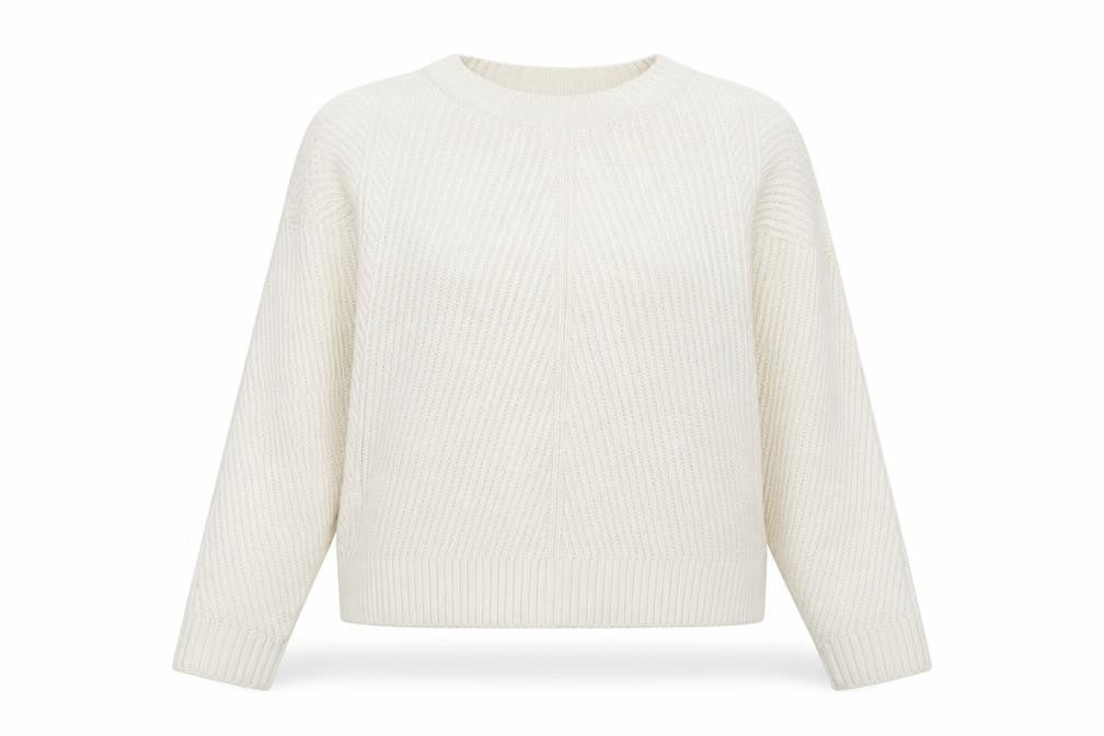 Pep & Co Womens Ivory Round Neck Acrylic Pullover Jumper Size L