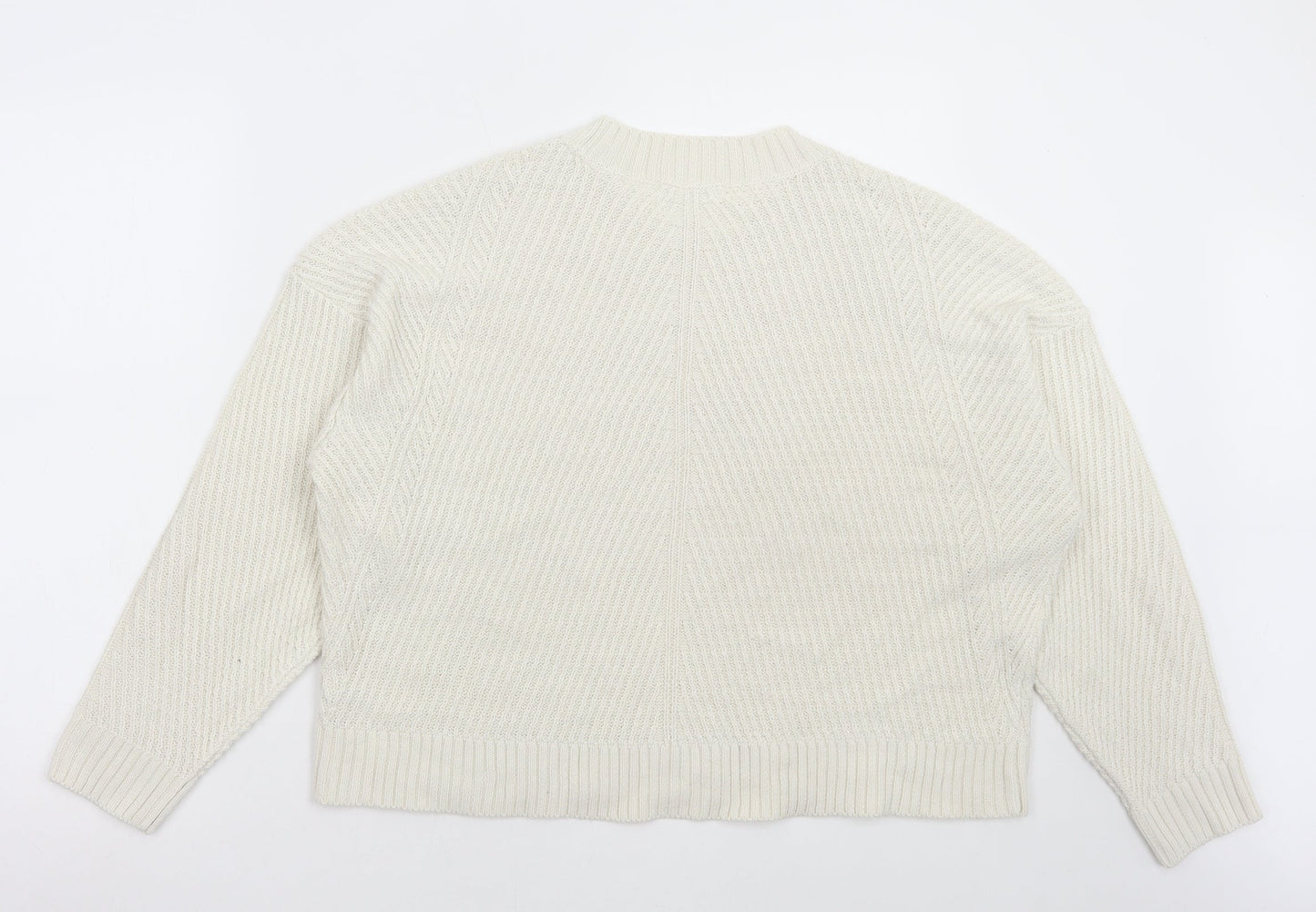 Pep & Co Womens Ivory Round Neck Acrylic Pullover Jumper Size L